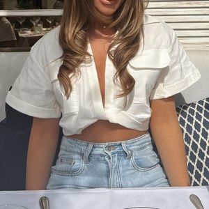 Zara | Tops | Zara Crop Top With Knot Ecru | Poshmark